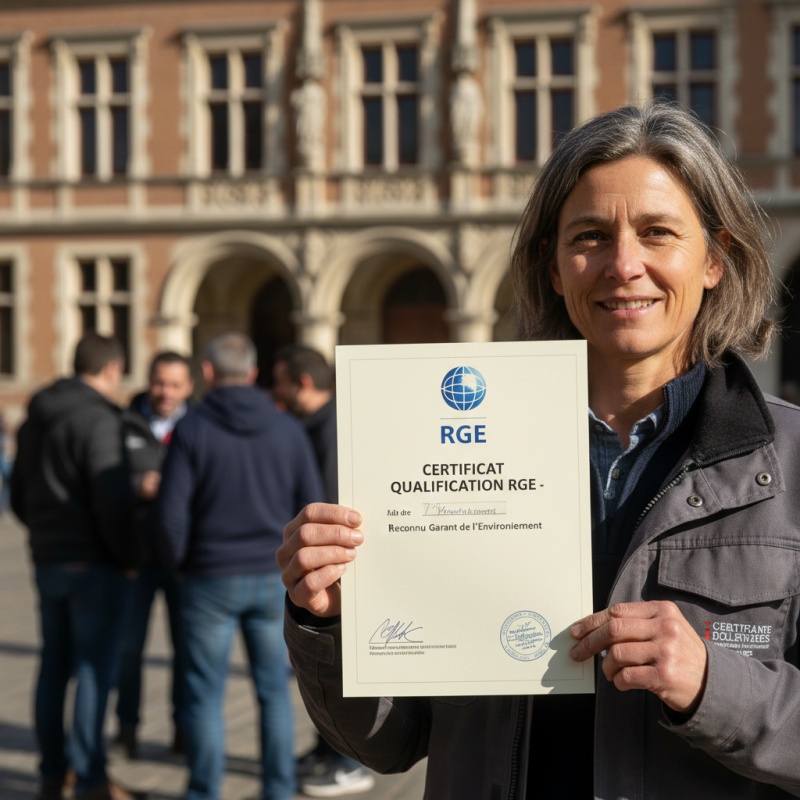 Gros plan sur la certification RGE d'un professionnel habilité à réaliser un audit énergétique réglementaire.