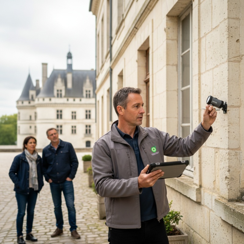 Auditeur énergétique RGE réalisant un audit énergétique sur une maison en tuffeau à Blois.
