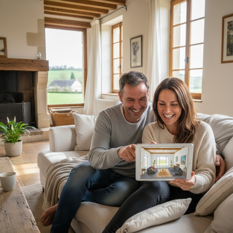 Couple castelroussin consultant le rapport d'audit énergétique pour leur projet de rénovation