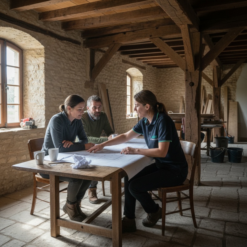 Conseiller France Rénov discutant d'un projet de rénovation dans le Cher