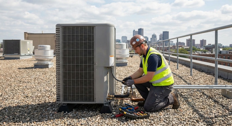 Installation d'une pompe à chaleur performante sur un bâtiment tertiaire