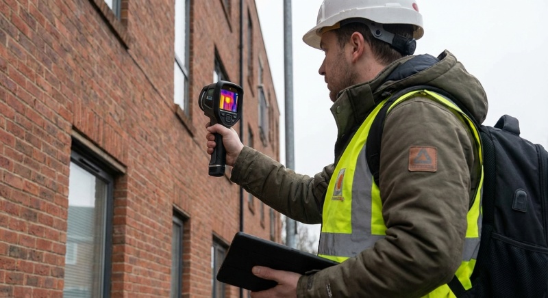 Technicien RGE réalisant un audit énergétique financé par le fonds de travaux copropriété