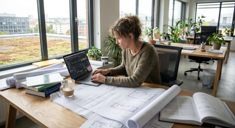 Ingénieur thermicien du bureau d'études réalisant une étude thermique réglementaire RE2020