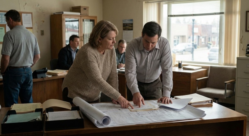 Propriétaire discutant d'une OPAH avec un conseiller habitat en mairie pour rénover son logement