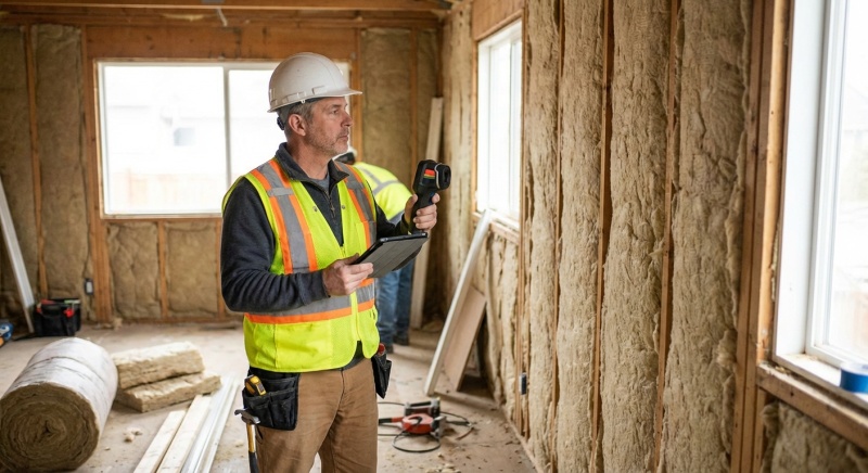 Expert URBANIS réalisant un diagnostic technique lors d'un chantier de rénovation